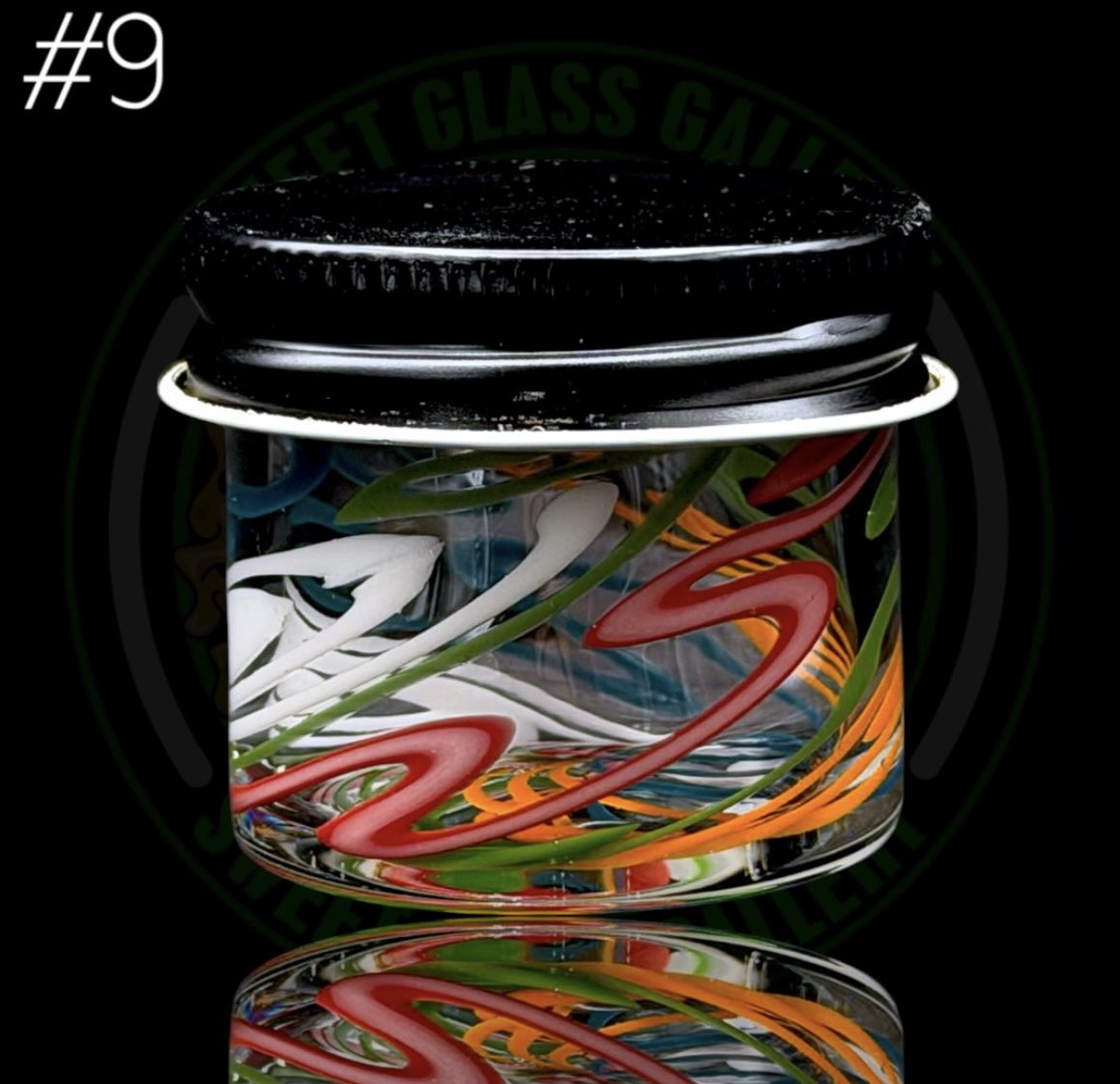 Sold inside-out jar photographed by Sweet Glass Gallery, watermark left in place